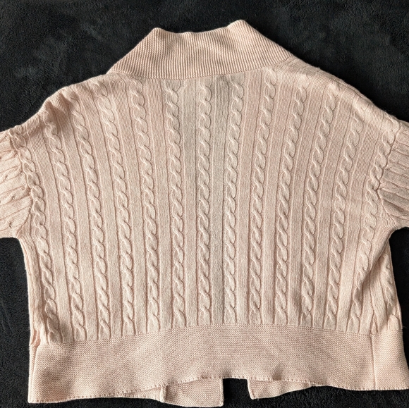 Lauren Ralph Lauren Peach Pink Silk Cashmere Open Cardigan Prep Old Money Pet/L - Picture 3 of 10